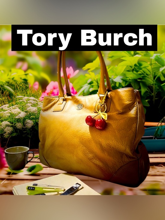 Tory Burch Handbags - Tory Burch Tan Leather Tote with Cherry Charm